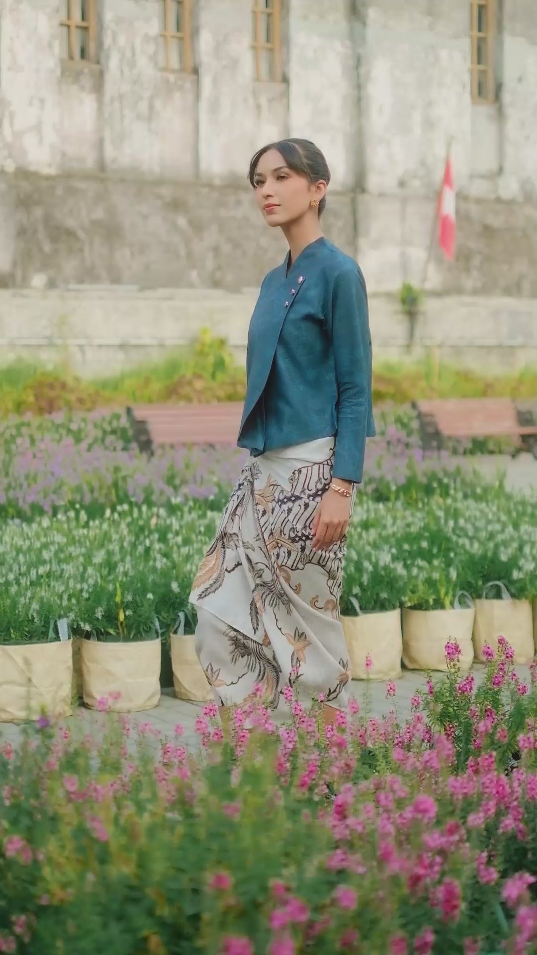 Hadinata Batik Wanita Premium Kebaya Dobby Lengan Panjang Lir Sasmita Navy
