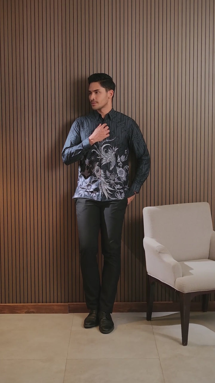 Kemeja Batik Lengan Panjang - Rona Runa Grey