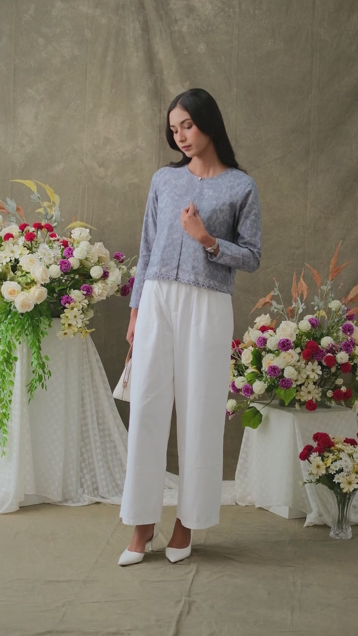 Hadinata Batik Premium Outer Wanita Superfine Furing Senandika Grey