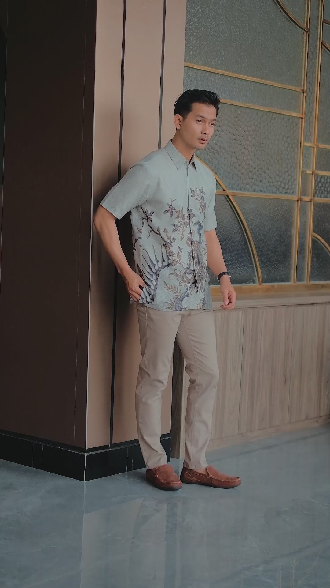 Hadinata Batik Premium Kemeja Batik Pria Lengan Pendek Furing Dobby Luruh Laras Grey