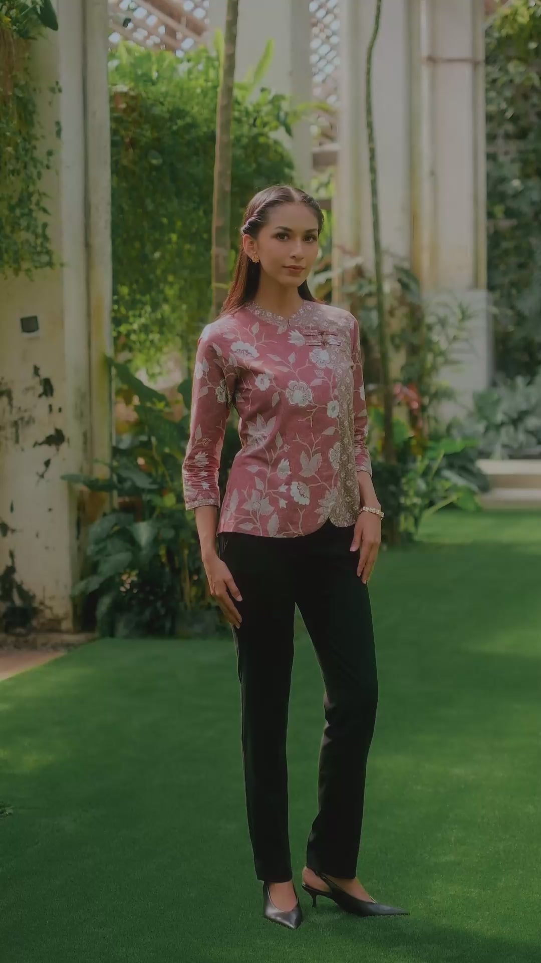 Hadinata Batik Premium Blouse Batik Wanita Lengan Panjang Superfine Sherenia Maroon