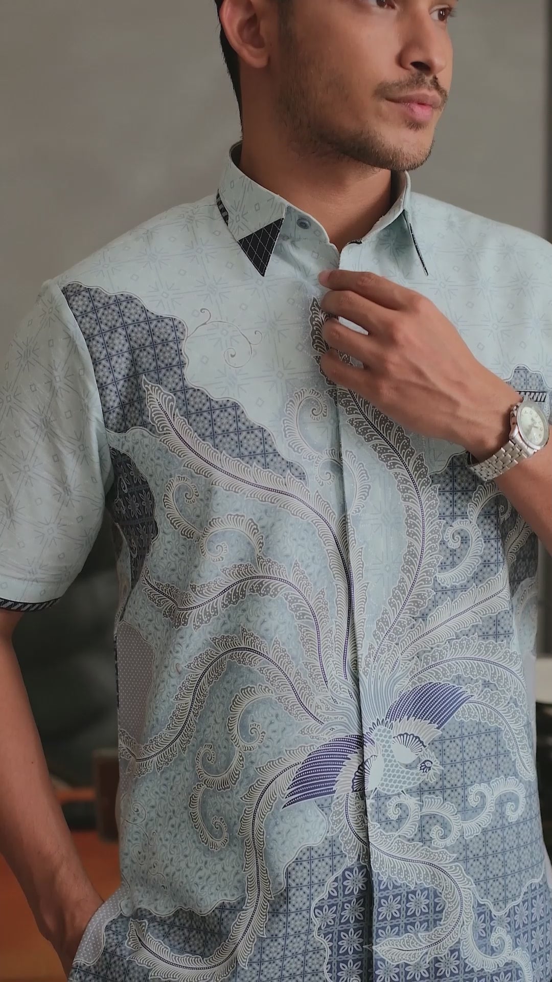 Kemeja Batik Signature Lengan Pendek - Alodya Blue