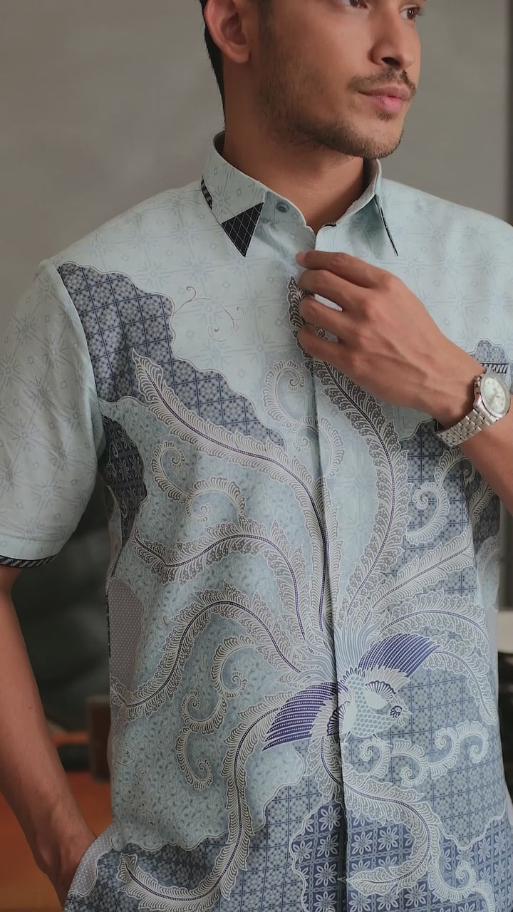 Kemeja Batik Signature Lengan Pendek - Alodya Blue