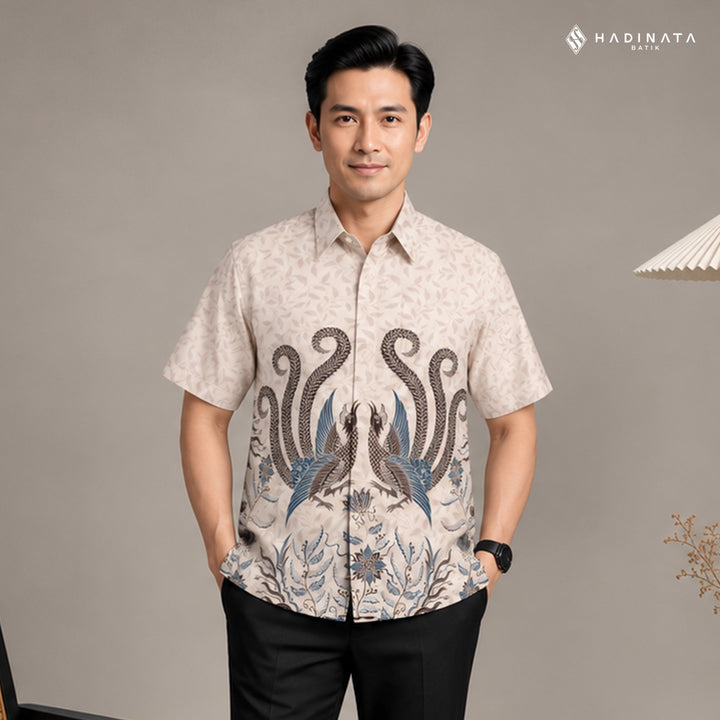 Kemeja Batik Lengan Pendek - Raphalla Cream