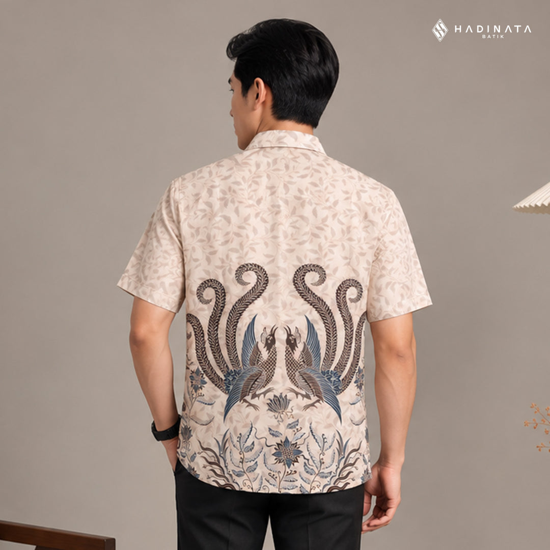 Kemeja Batik Lengan Pendek - Raphalla Cream