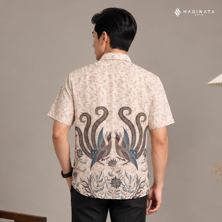 Kemeja Batik Lengan Pendek - Raphalla Cream