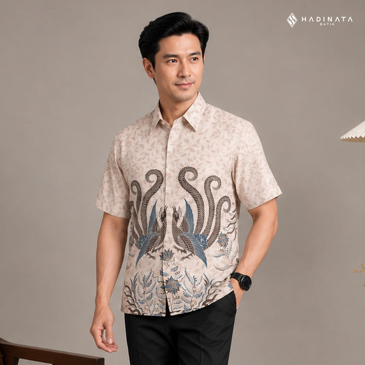 Kemeja Batik Lengan Pendek - Raphalla Cream