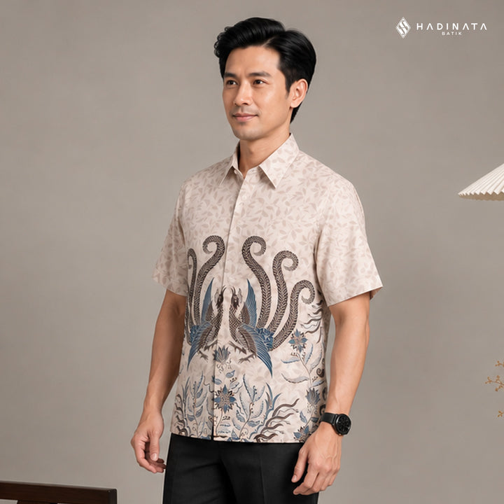 Kemeja Batik Lengan Pendek - Raphalla Cream