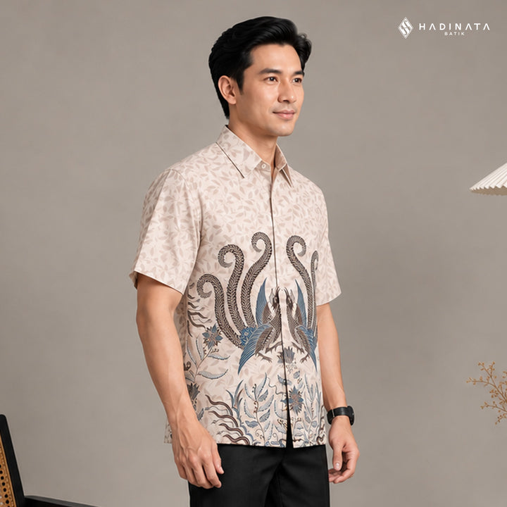 Kemeja Batik Lengan Pendek - Raphalla Cream