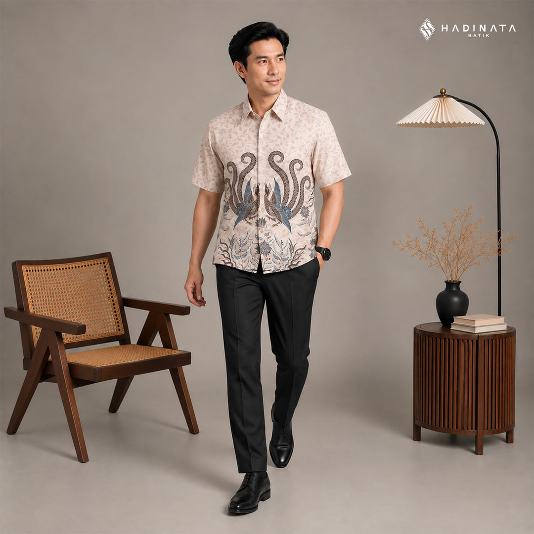 Kemeja Batik Lengan Pendek - Raphalla Cream