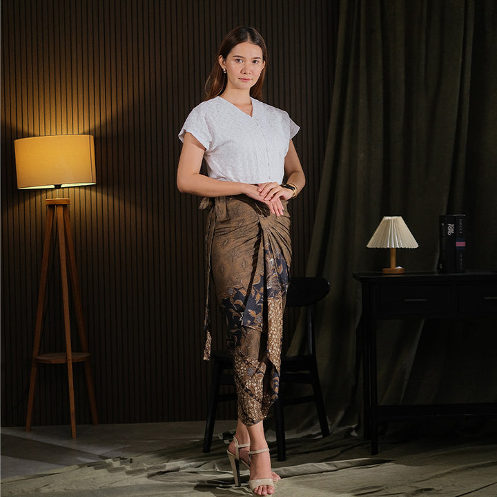 Hadinata Batik Wanita Rok Lilit Dobby Vardhana Brown