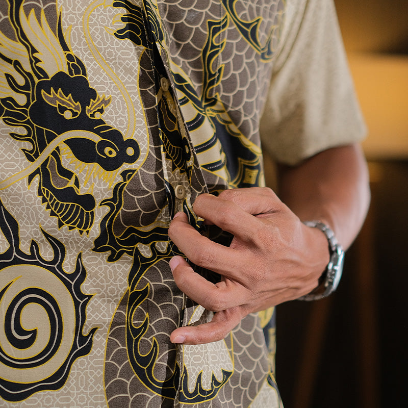 Hadinata Batik Premium Kemeja Batik Pria Lengan Pendek Superfine Bilva Biege
