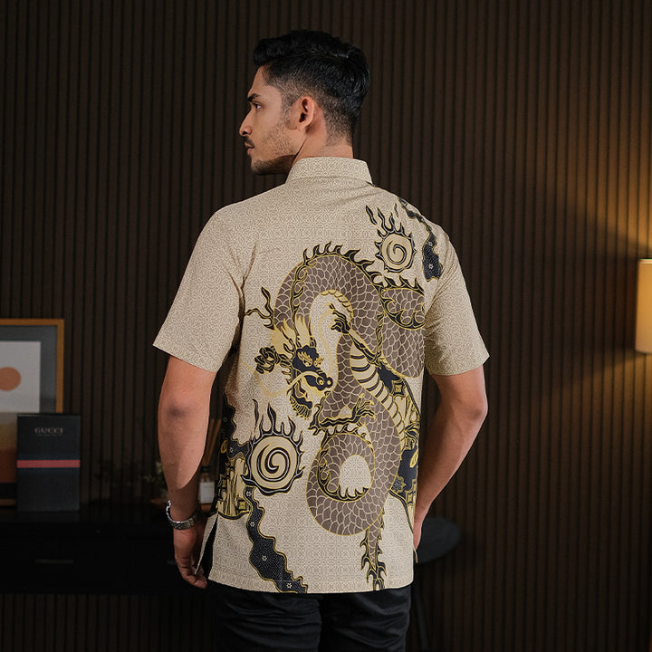 Hadinata Batik Premium Kemeja Batik Pria Lengan Pendek Superfine Bilva Biege