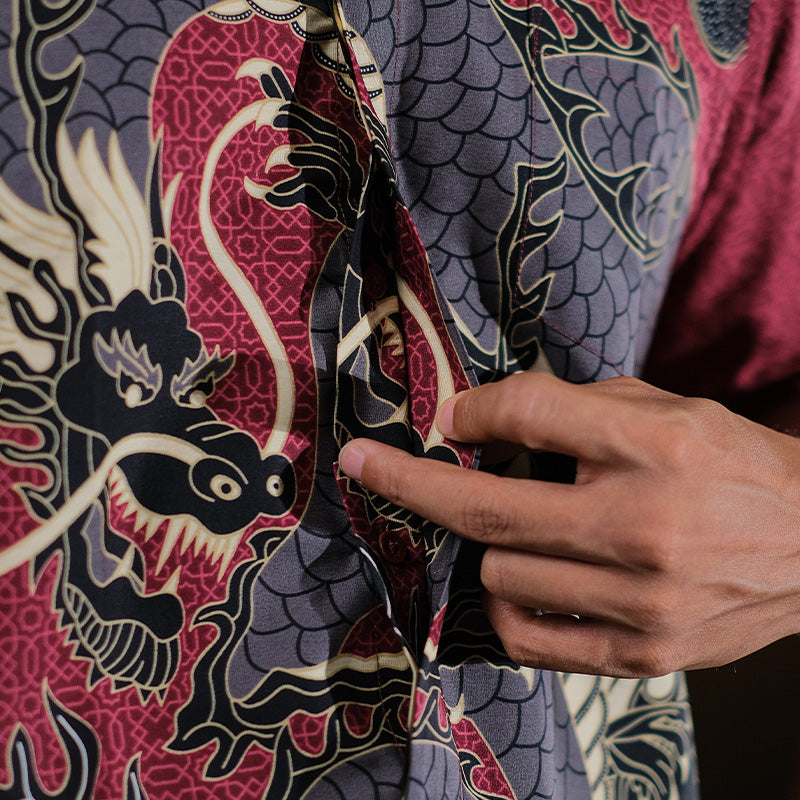 Hadinata Batik Premium Kemeja Batik Pria Lengan Pendek Superfine Bilva Maroon