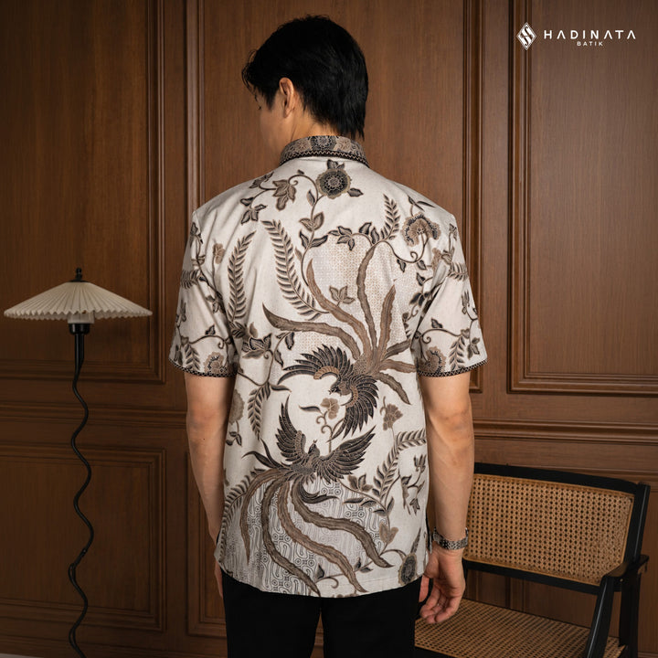 Hadinata Embroidery Batik Kemeja Pendek Syakala Cream