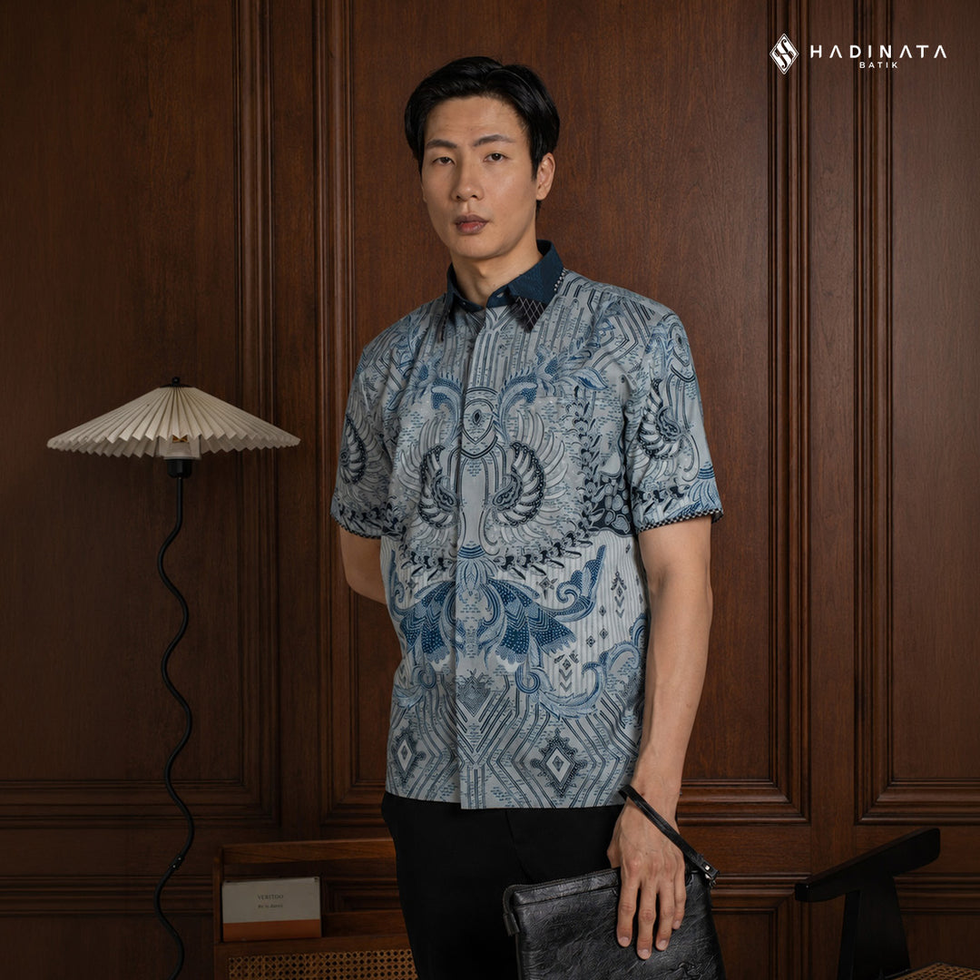 Hadinata Embroidery Batik Kemeja Pendek Jayendra Blue