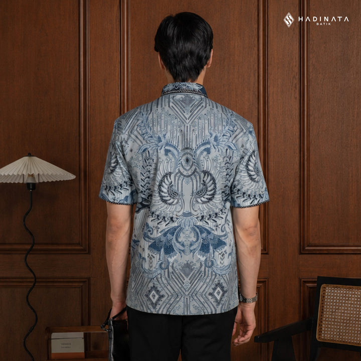 Hadinata Embroidery Batik Kemeja Pendek Jayendra Blue