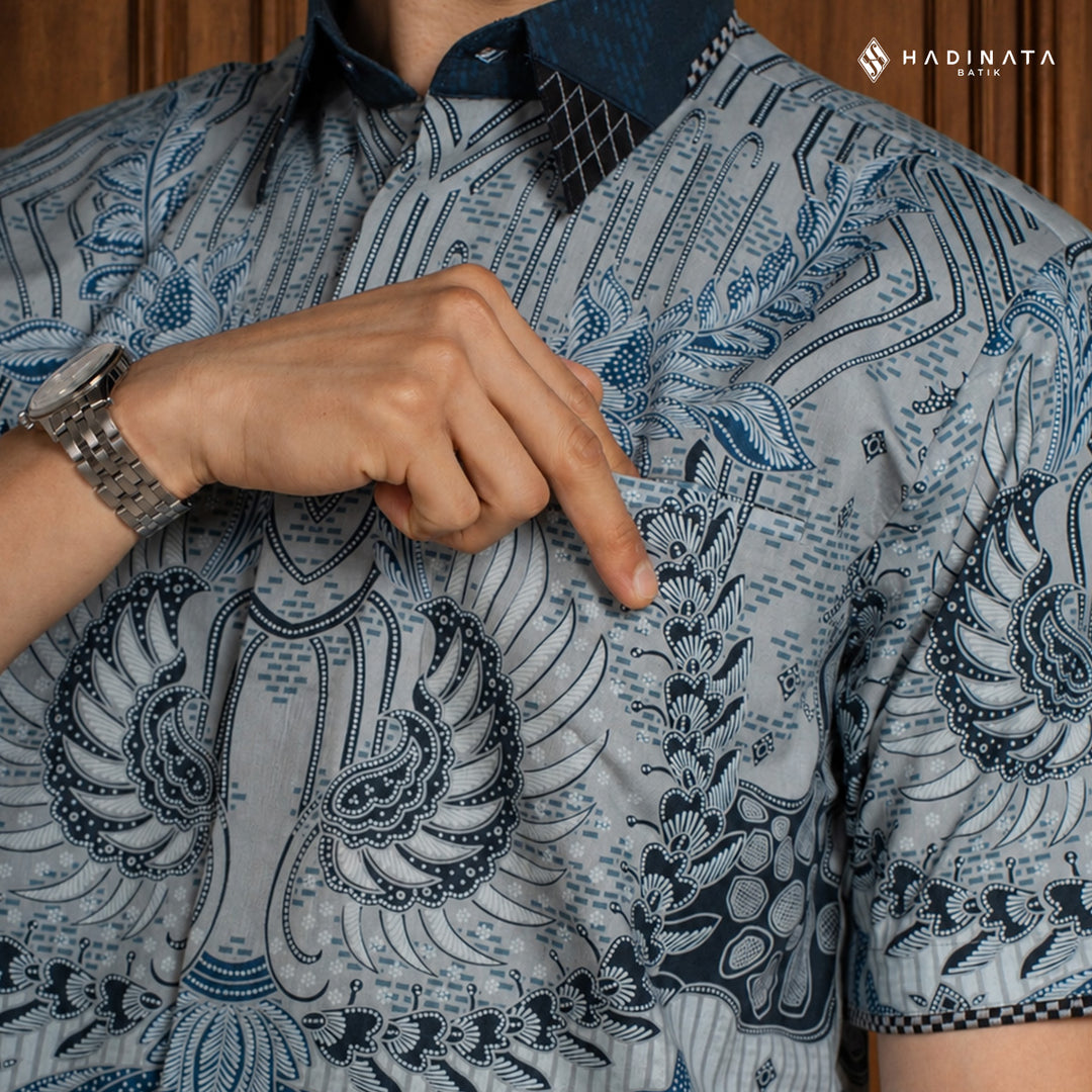 Hadinata Embroidery Batik Kemeja Pendek Jayendra Blue